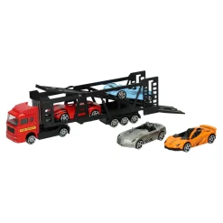 Die-cast Transporter met 4 metalen auto's