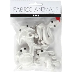 Dieren Sleutelhangers van Textiel, 4st.