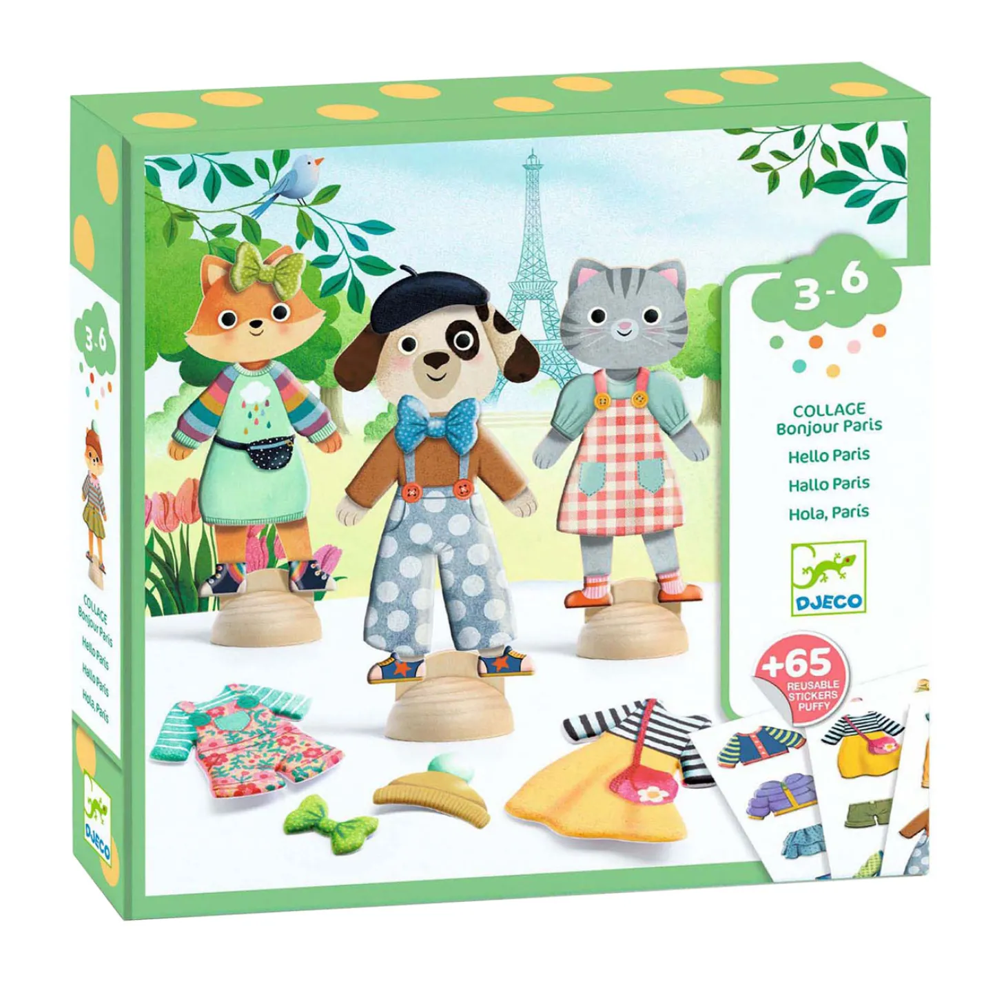 Djeco 'Bonjour Paris' Poezen Aankleedpopjes met Stickers