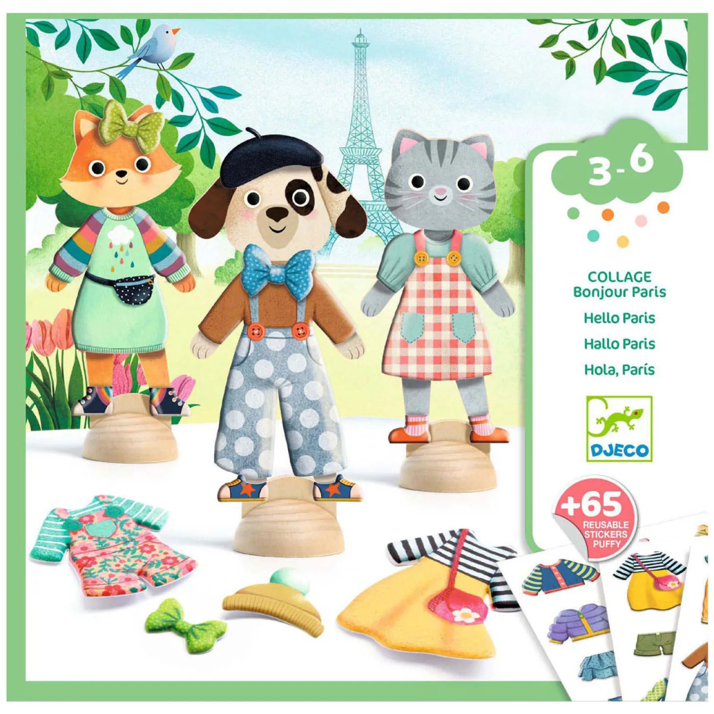Djeco 'Bonjour Paris' Poezen Aankleedpopjes met Stickers