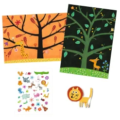 Djeco Creatief Mapje met 30 Stickers - Boomdieren