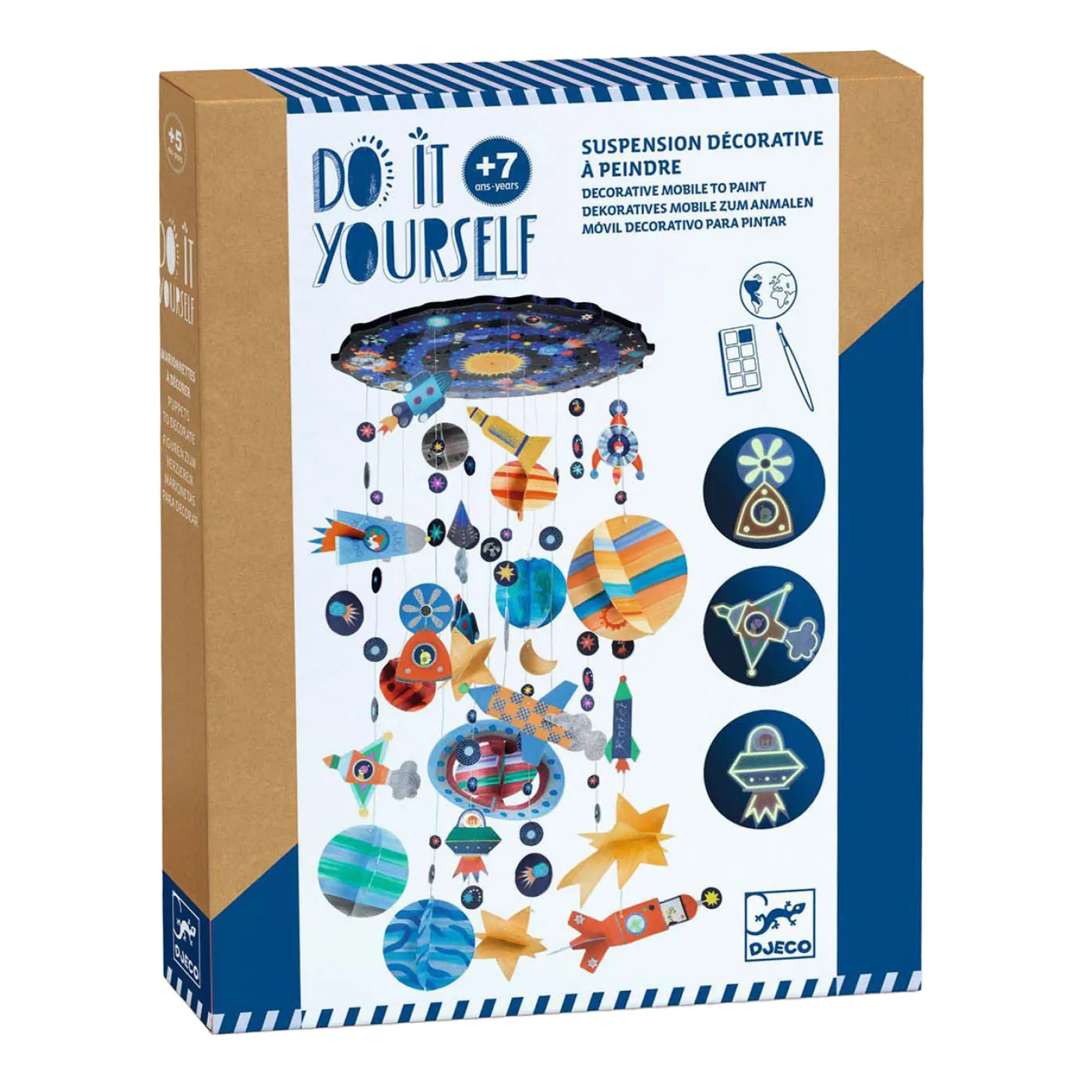 Djeco DIY - Zonnestelselmobiel incl 8 Kleuren Plakkaatverf