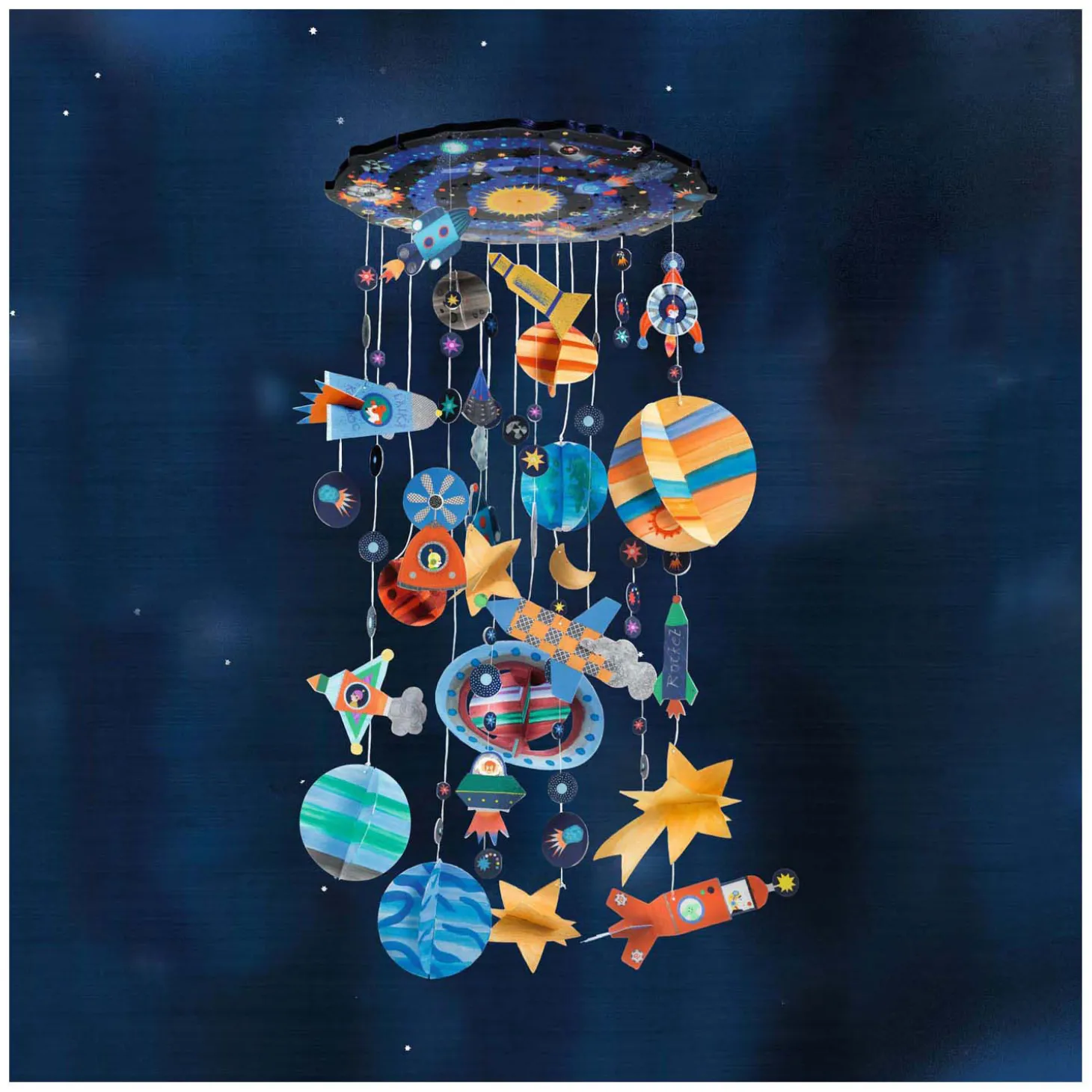 Djeco DIY - Zonnestelselmobiel incl 8 Kleuren Plakkaatverf