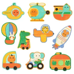 Djeco Duo Puzzel Voertuigen - 10 Puzzels