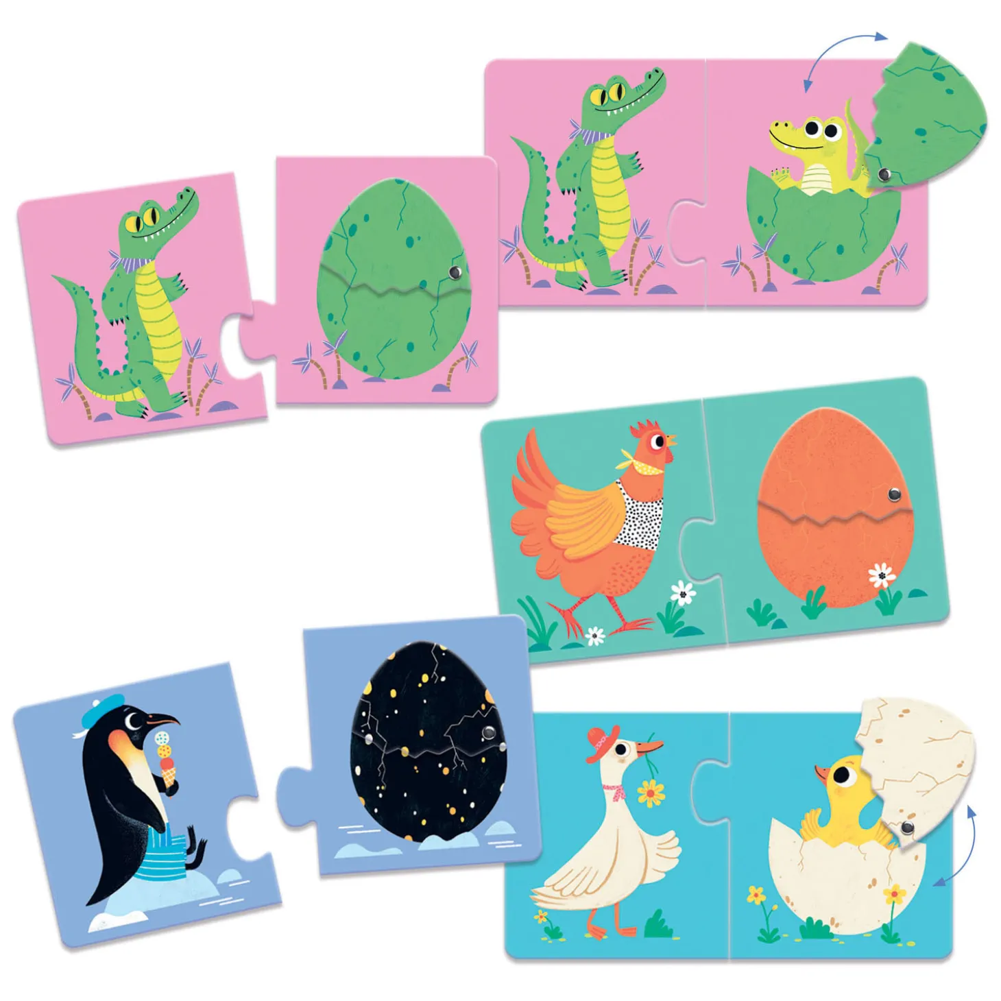 Djeco Grappige Eieren, 6 Puzzels