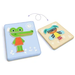 Djeco Houten Magneten Mix en Match - 12 Dieren