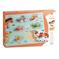 Djeco Houten Noppenpuzzel Boerderij - 8dlg.