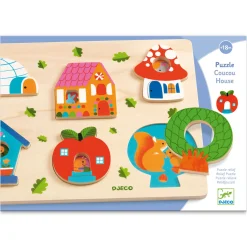 Djeco Houten Puzzel Dieren Huis, 6st.