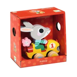 Djeco Houten Trekfiguur Kleurrijk Konijn