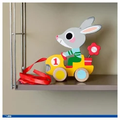 Djeco Houten Trekfiguur Kleurrijk Konijn