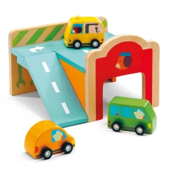 Djeco Mini Garage met Auto's, 4dlg.
