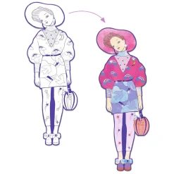 Djeco Mode Silhouetkleurplaten Zaho 32cm - 4st.