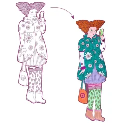 Djeco Mode Silhouetkleurplaten Rosemary 32cm - 4st.