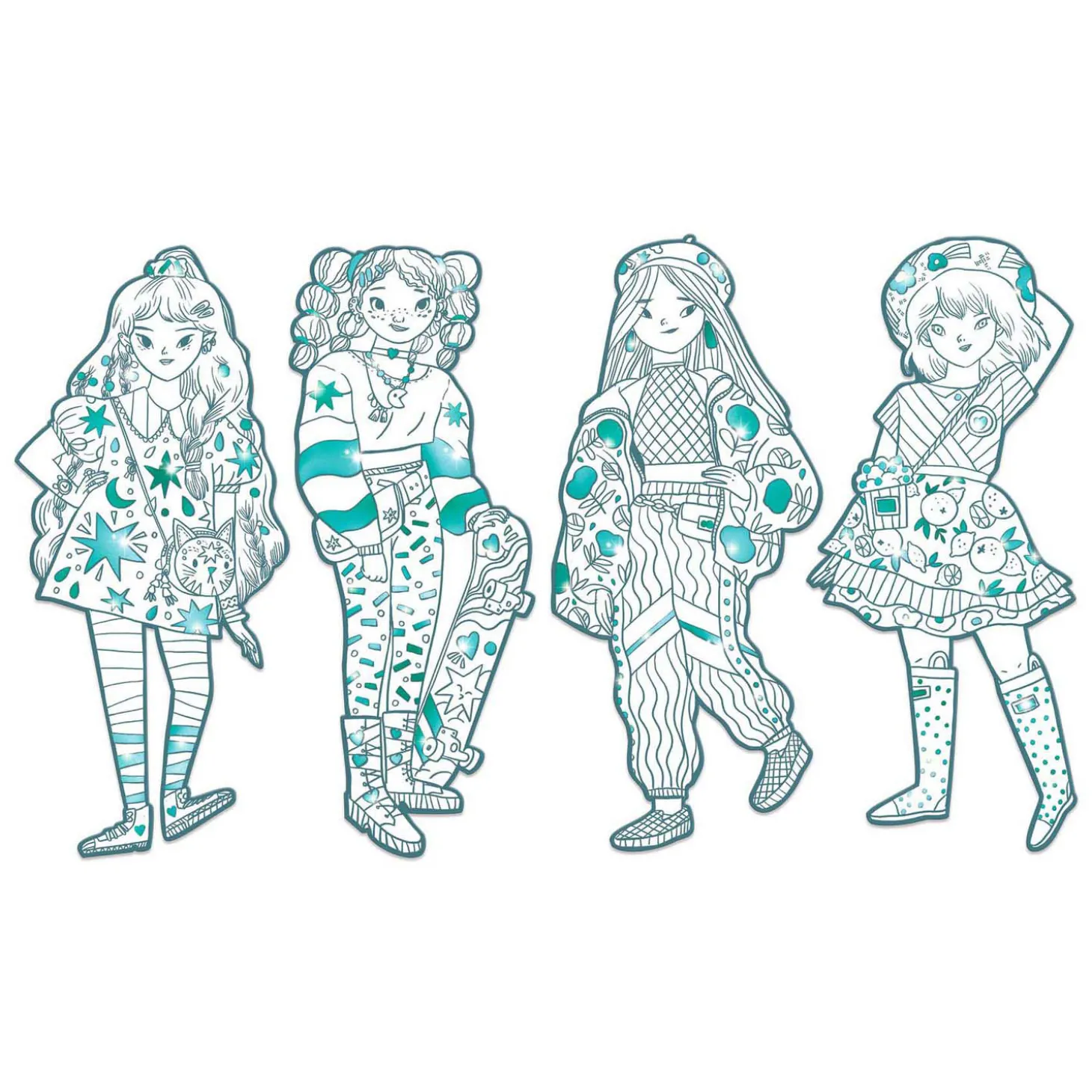 Djeco Mode Silhouetkleurplaten Anjele 32cm - 4st.