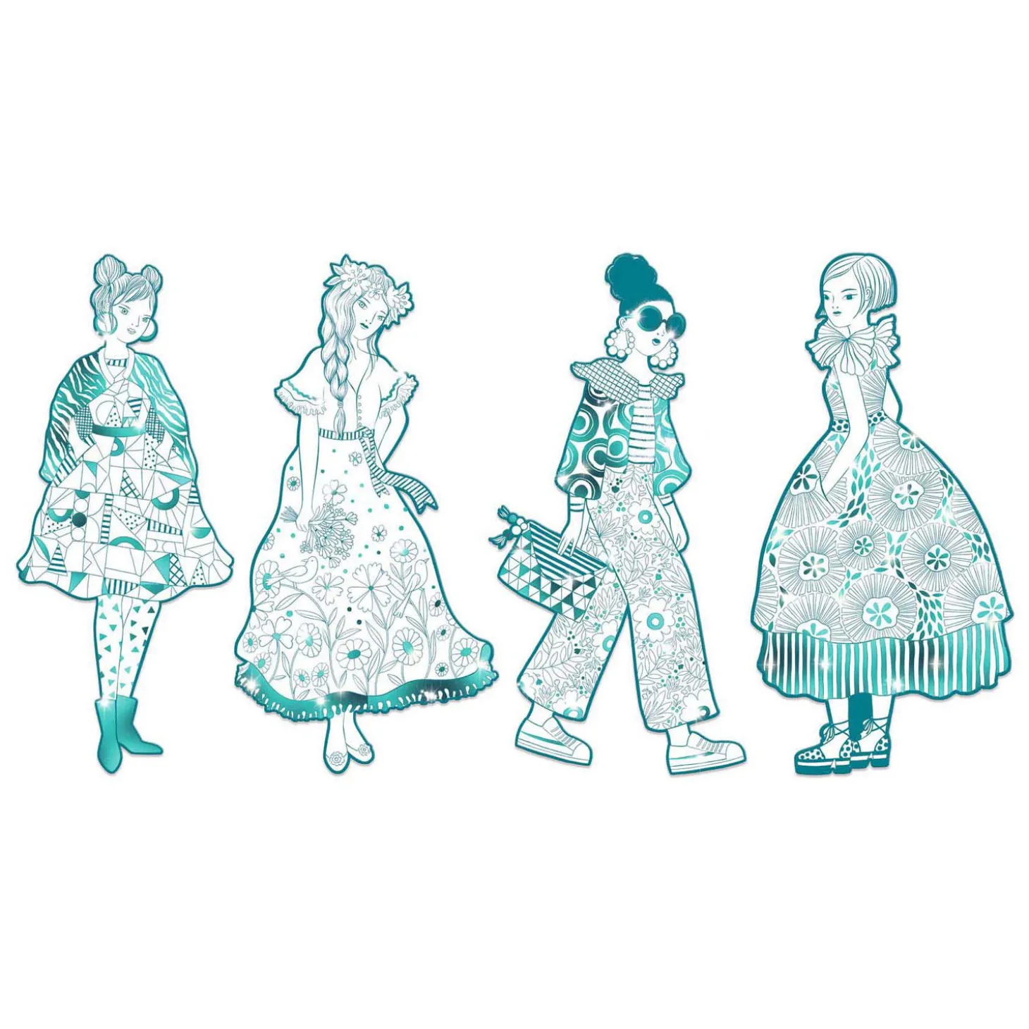 Djeco Mode Silhouetkleurplaten 32cm Rebekka - 4st.