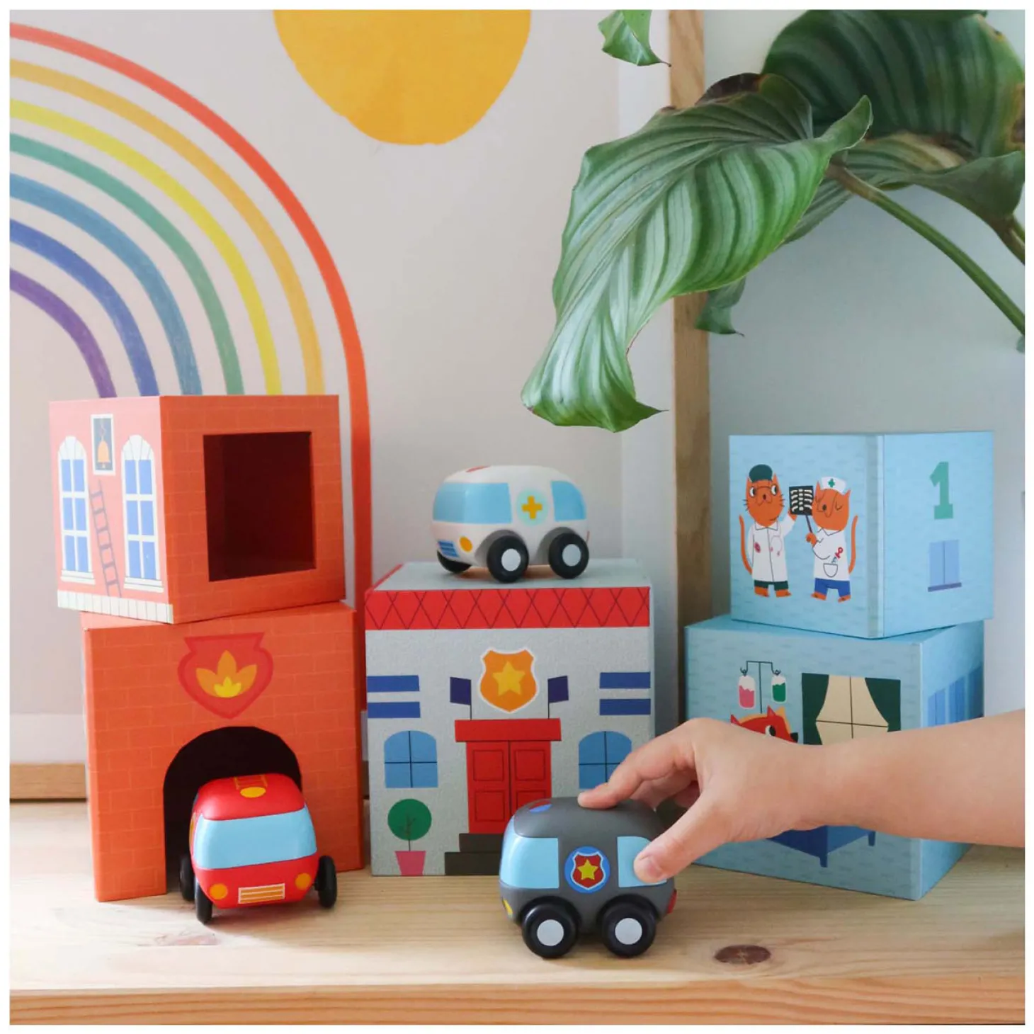 Djeco Stapelblokken met 3 Voertuigen