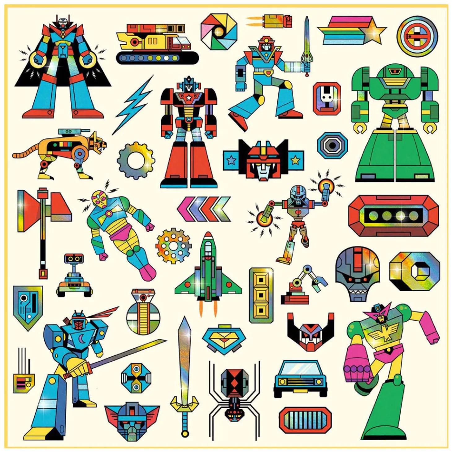 Djeco Stickers Metallic Robots - 160 Stickers