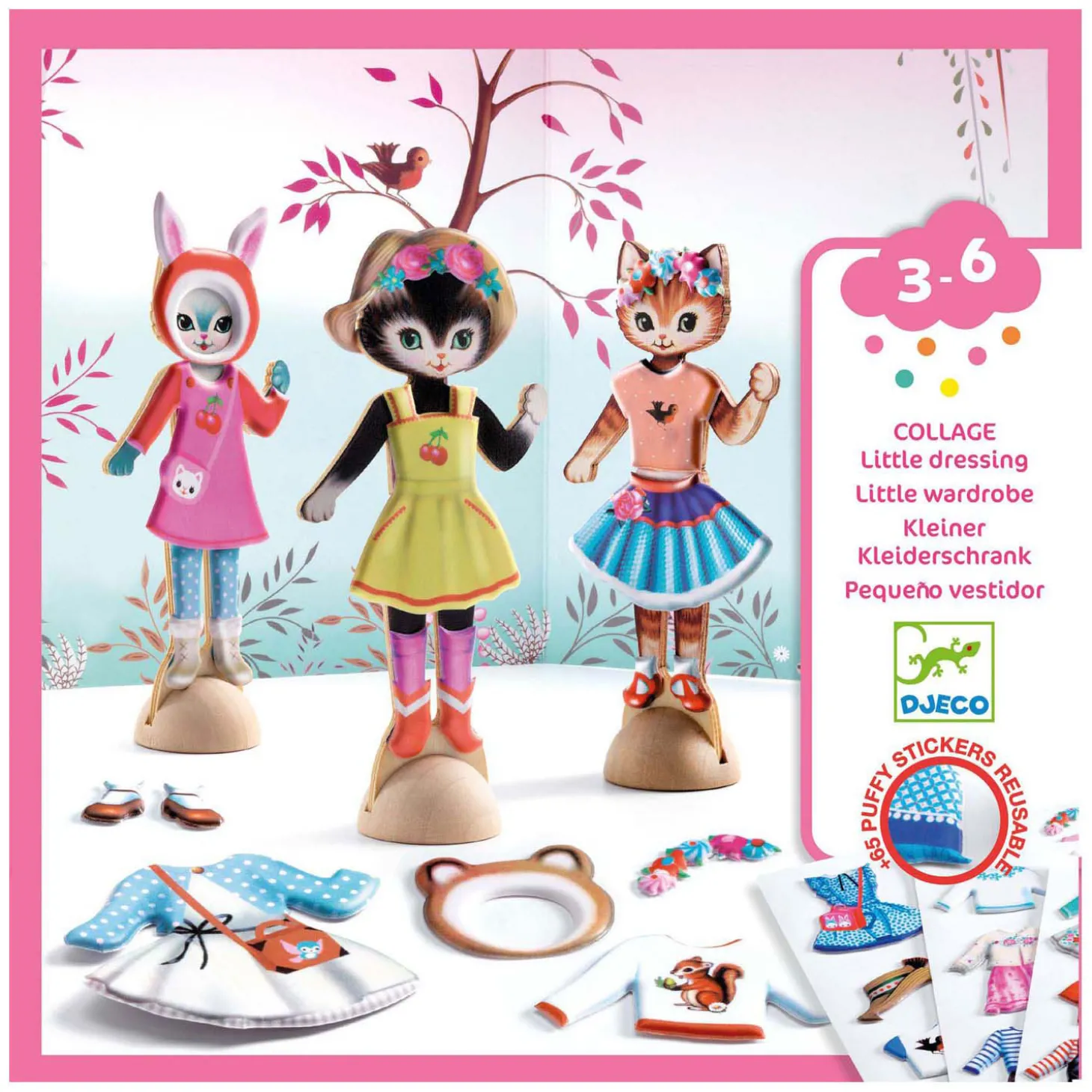 Djeco Stickers Plakken - Aankleedpoezen met Achtergronden