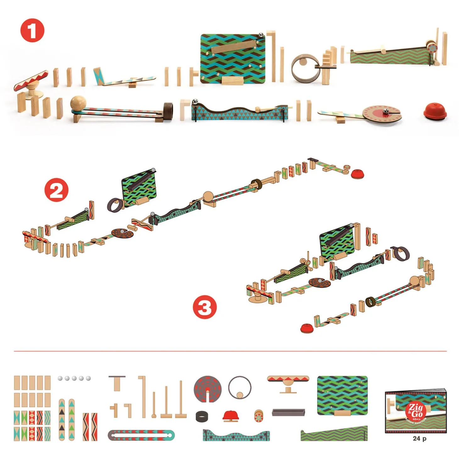 Djeco Zig & Go Action Reaction Baan, 48dlg.