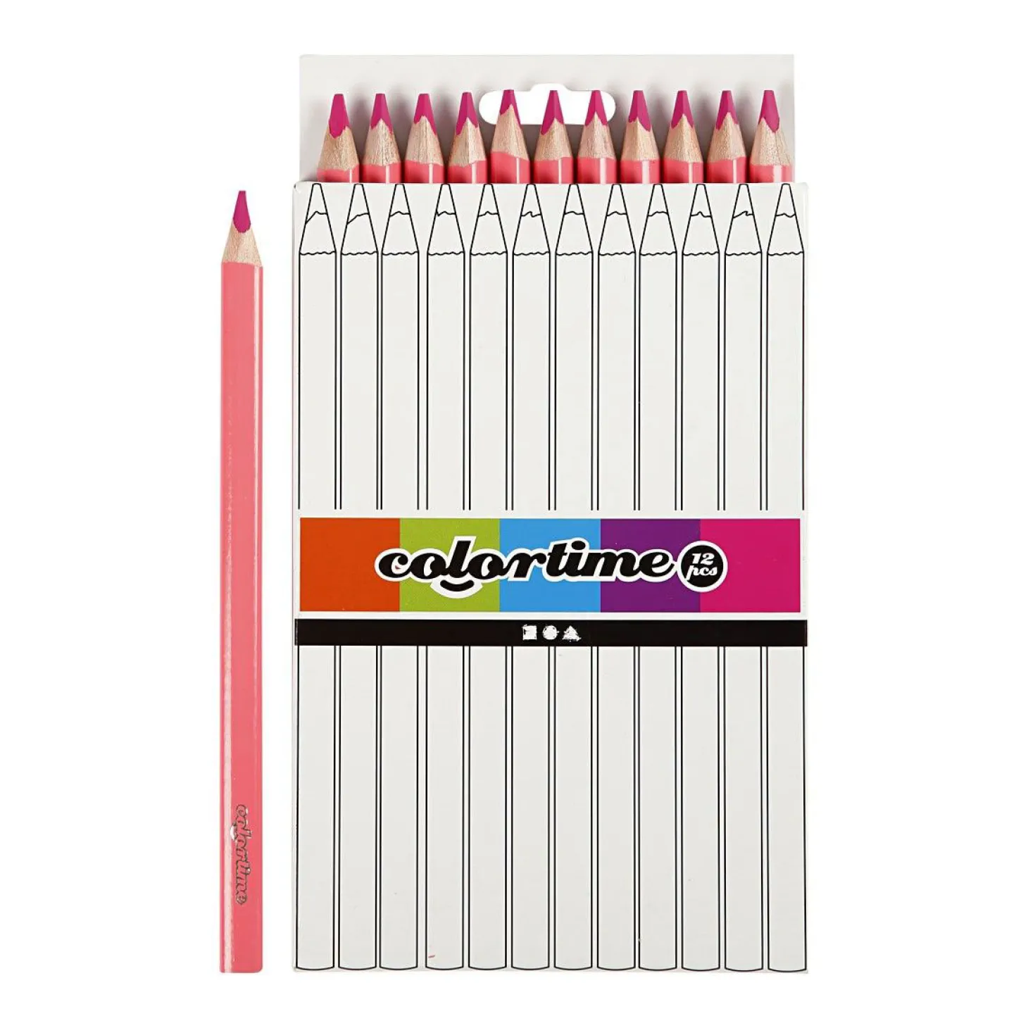 Driehoekige Jumbo Kleurpotloden - Roze, 12st.