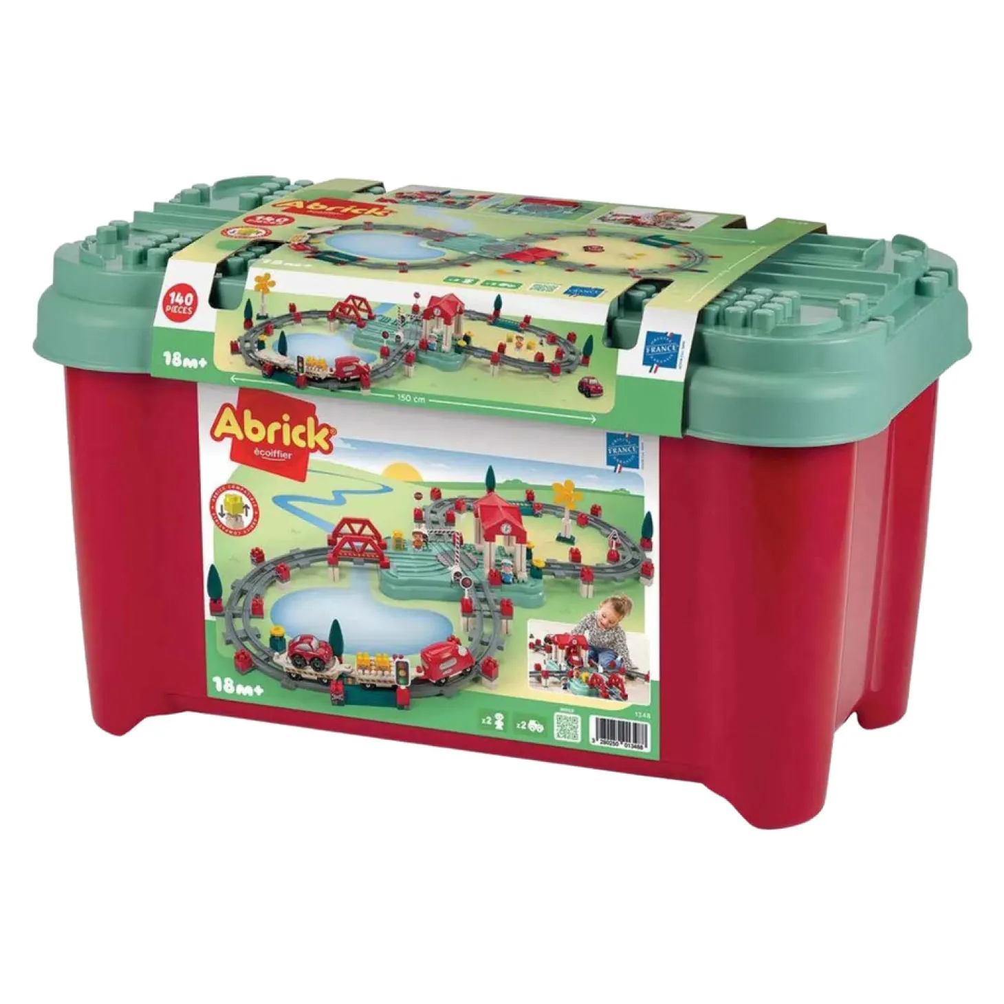 Ecoiffier Abrick - Bouwset Treinbaan, station en Accessoires, 140dlg.