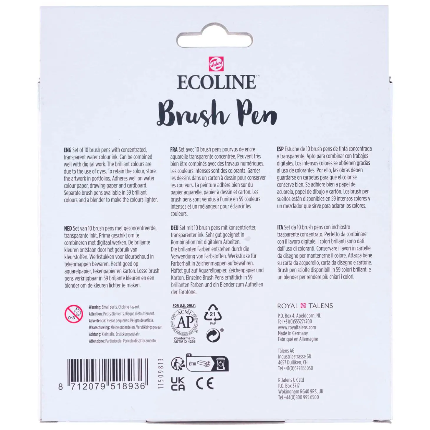 Ecoline Brush Pen Set Helder, 10 Kleuren