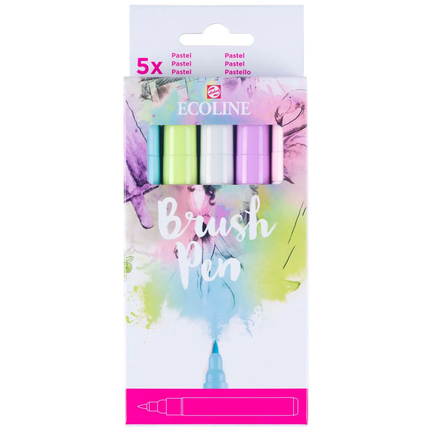Ecoline Brush Pen set Pastel, 5 Kleuren