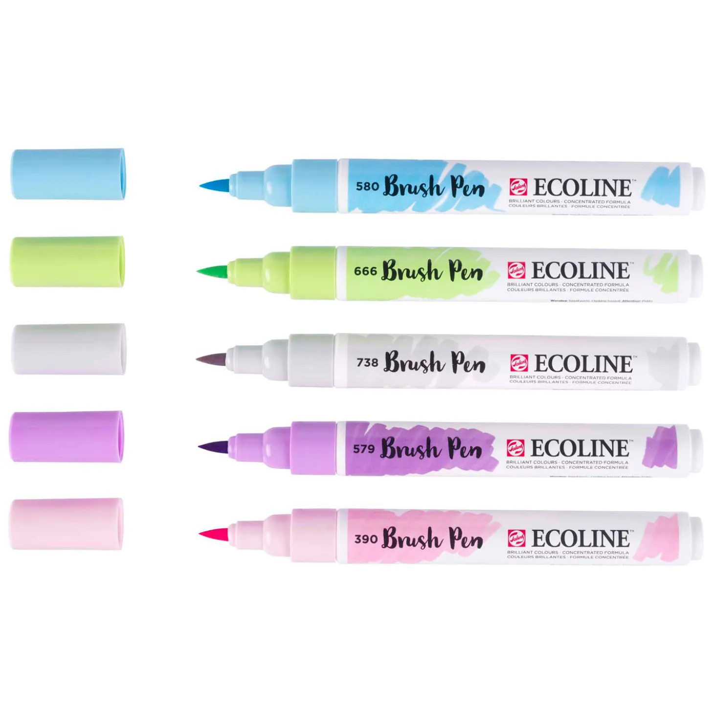 Ecoline Brush Pen set Pastel, 5 Kleuren