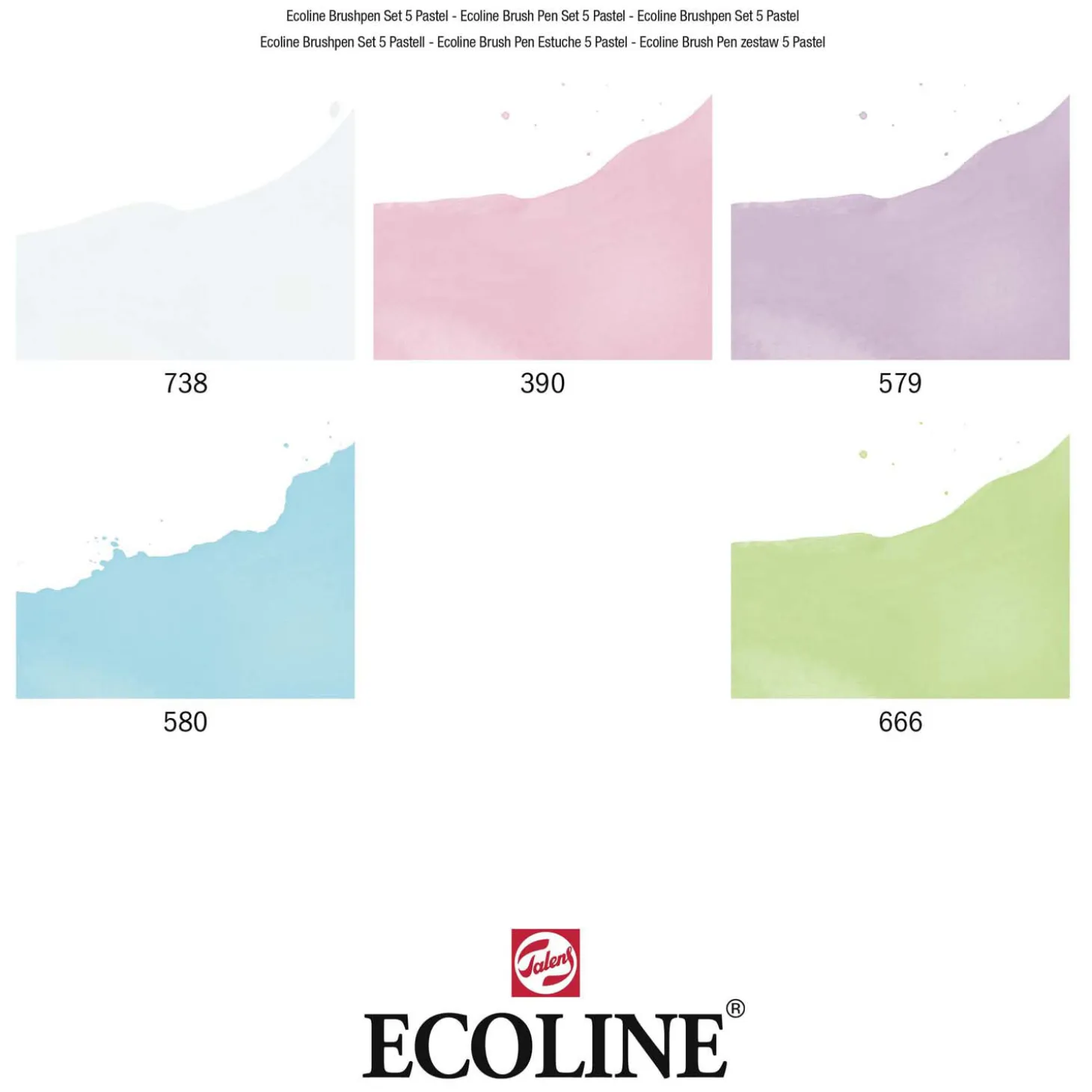 Ecoline Brush Pen set Pastel, 5 Kleuren