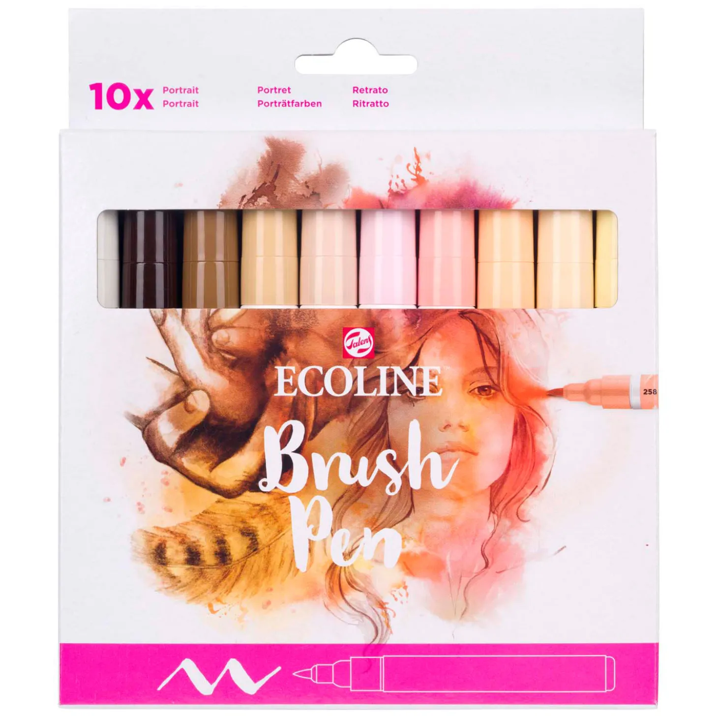 Ecoline Brush Pen set Portret, 10 Kleuren