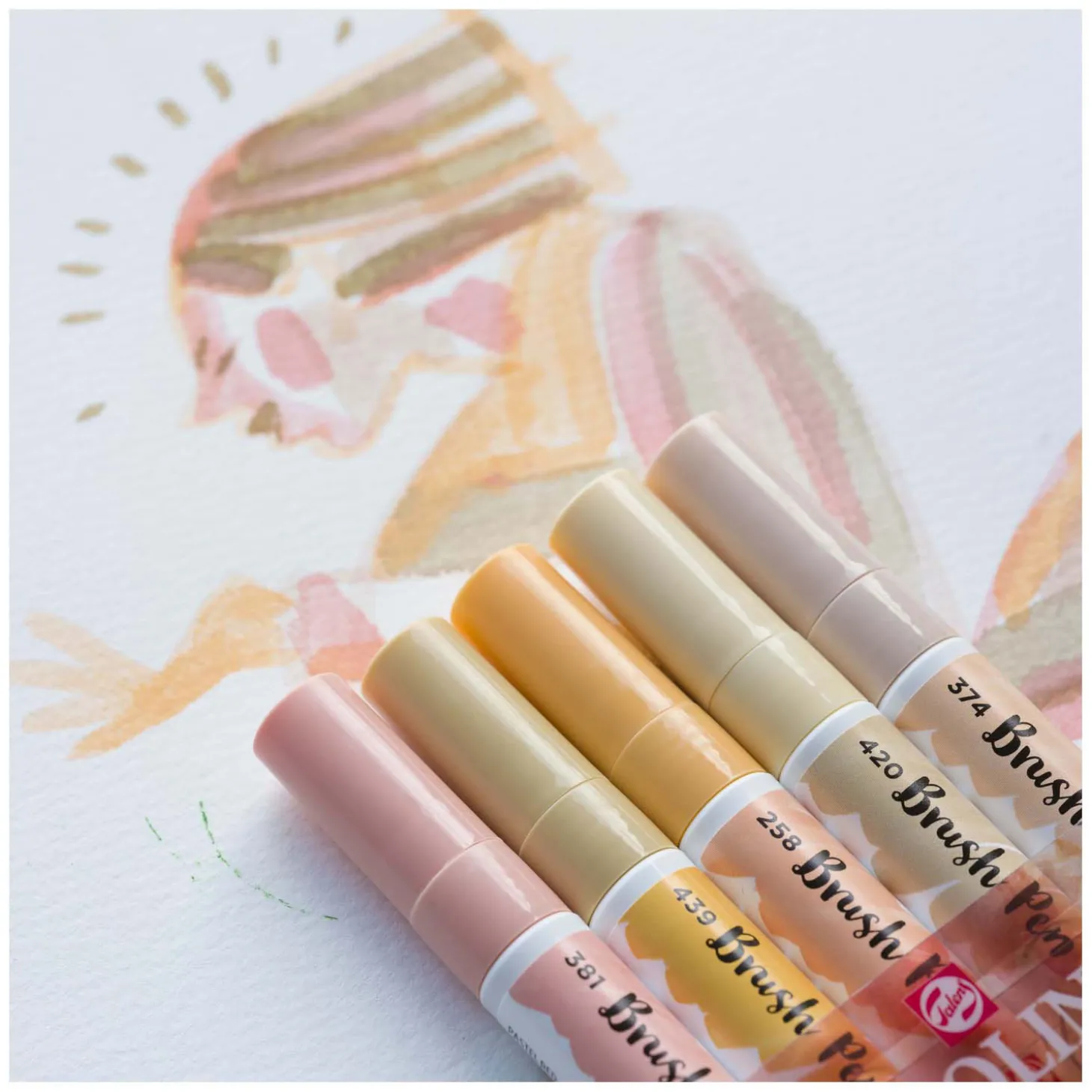 Ecoline Brush Pen set Portret, 5 Kleuren