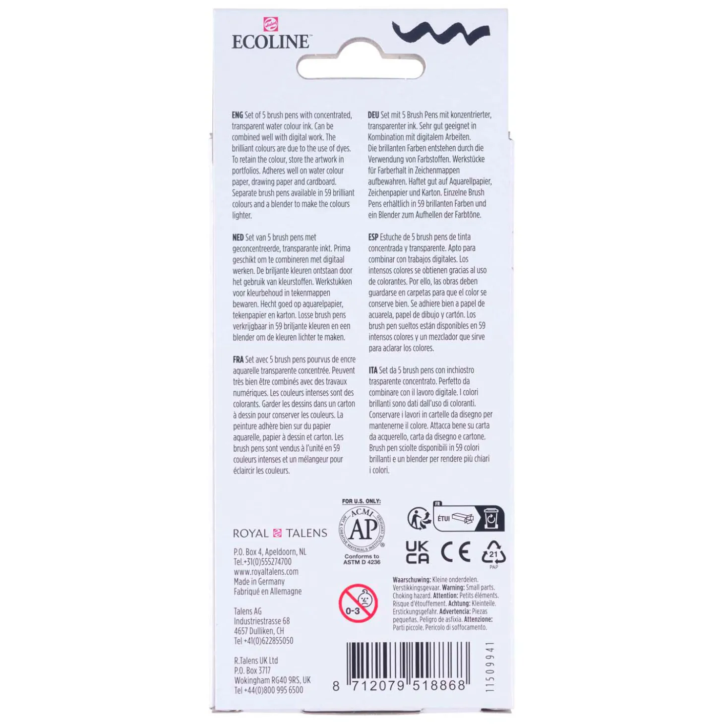 Ecoline Brush Pen set Portret, 5 Kleuren