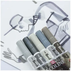 Ecoline Brush Pen set Schaduw, 5 Kleuren