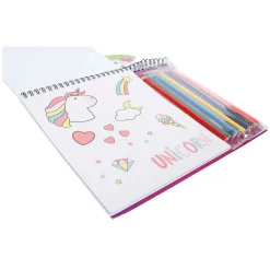 Eenhoorn Kleurboek met 12 Potloden, Sjablonen en Stickers