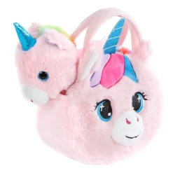 Eenhoorn Knuffel in Handtas Pluche - Roze, 20cm