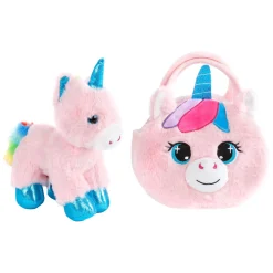 Eenhoorn Knuffel in Handtas Pluche - Roze, 20cm