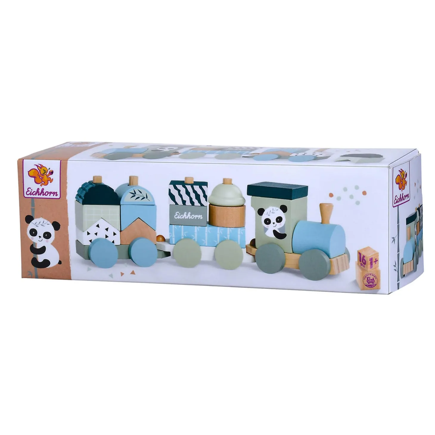 Eichhorn Houten Blokkentrein Panda, 16dlg.
