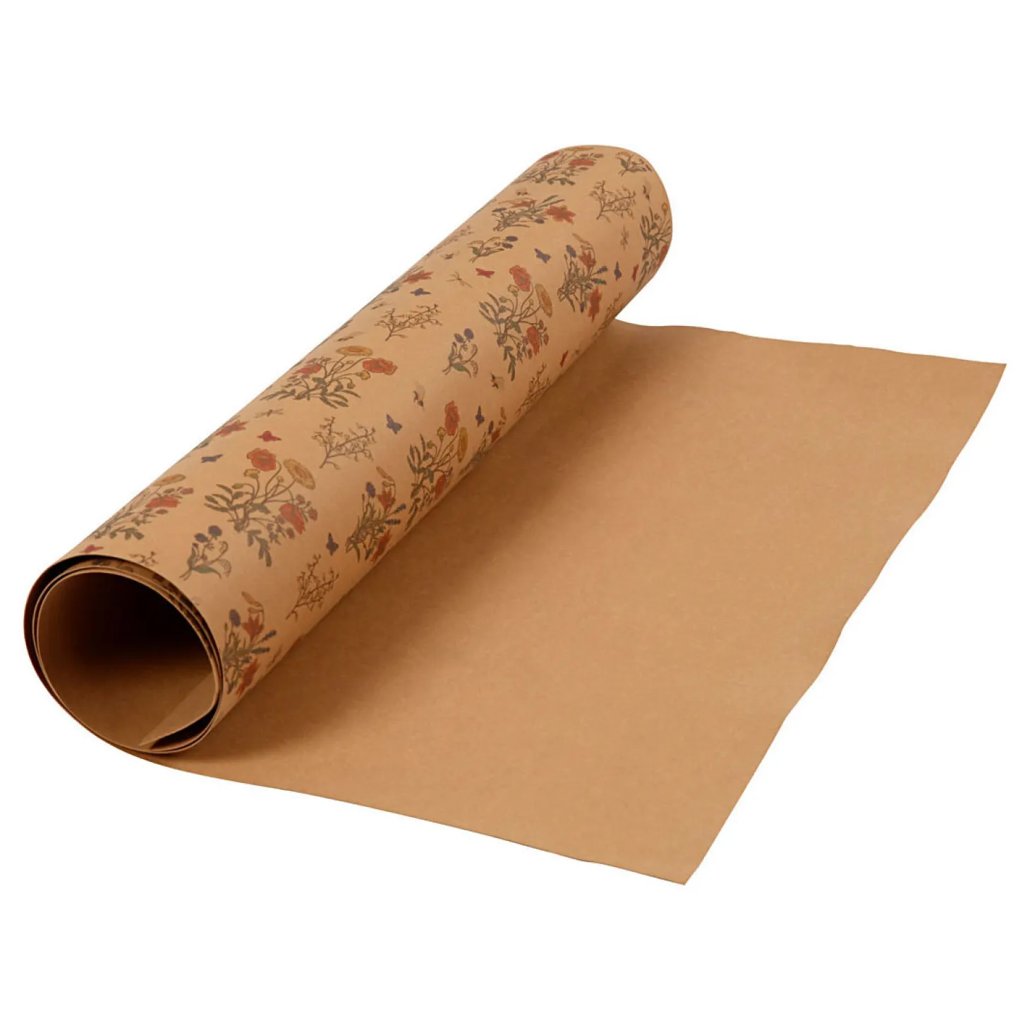 Faux Leather Papier Bruin met Bloemenprint, 1m