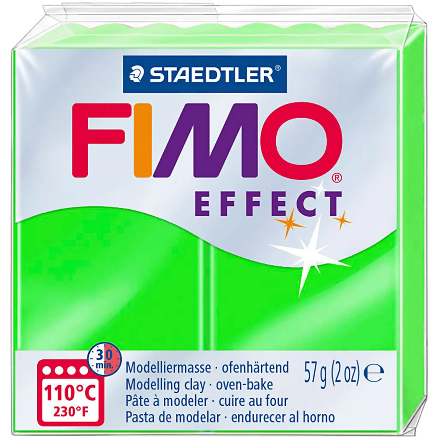 FIMO Effect Boetseerklei Neon Groen, 57gr