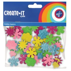 Foamstickers Bloemen Glitter, 25st.