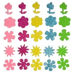 Foamstickers Bloemen Glitter, 25st.