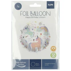 Folieballon Happy Birthday Unicorns 45cm.