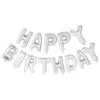 Folieballon Tekst Happy Birthday Zilver