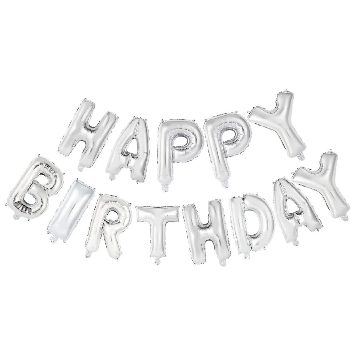 Folieballon Tekst Happy Birthday Zilver