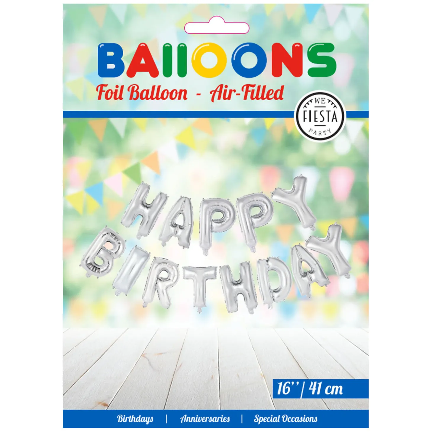 Folieballon Tekst Happy Birthday Zilver
