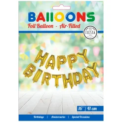 Folieballon Tekst Happy Birthday Goud