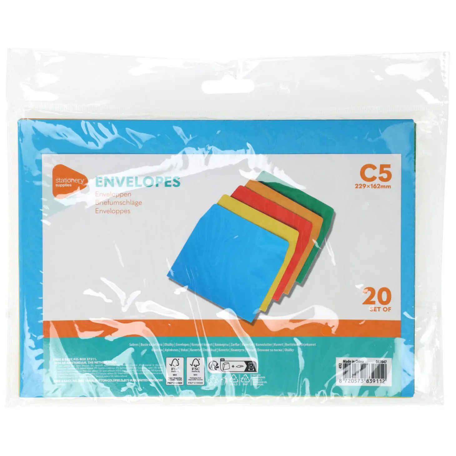 Gekleurde Enveloppen C5, 20st.
