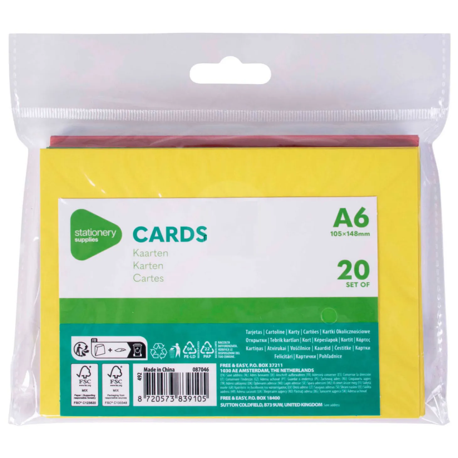 Gekleurde Kaarten A6, 20st.