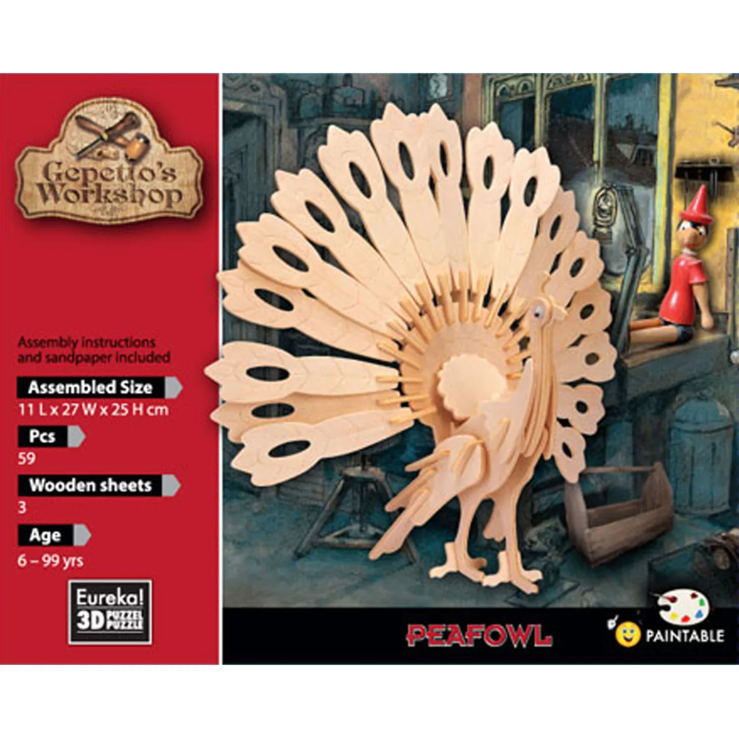 Gepetto's Workshop Houten Bouwpakket 3D - Pauw