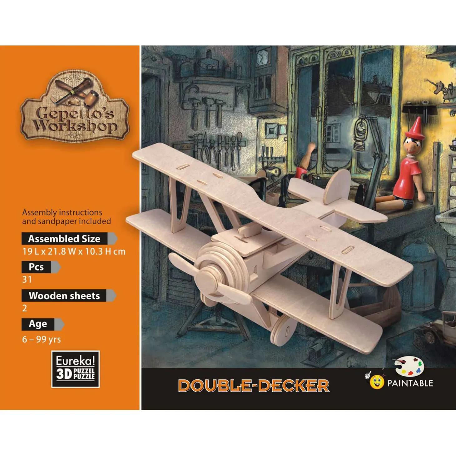 Gepetto's Workshop Houten Bouwpakket 3D - Dubbeldekker
